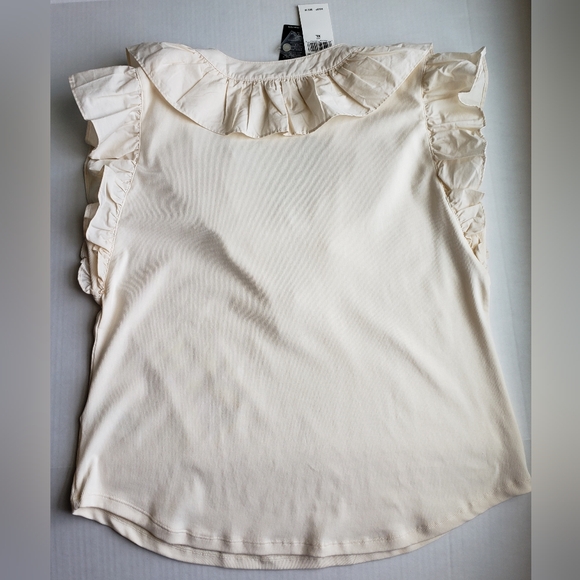 Lauren Ralph Lauren Women's Ruffle-Trim Cotton Sleeveless Top - XL -Winter Cream - Picture 5 of 7